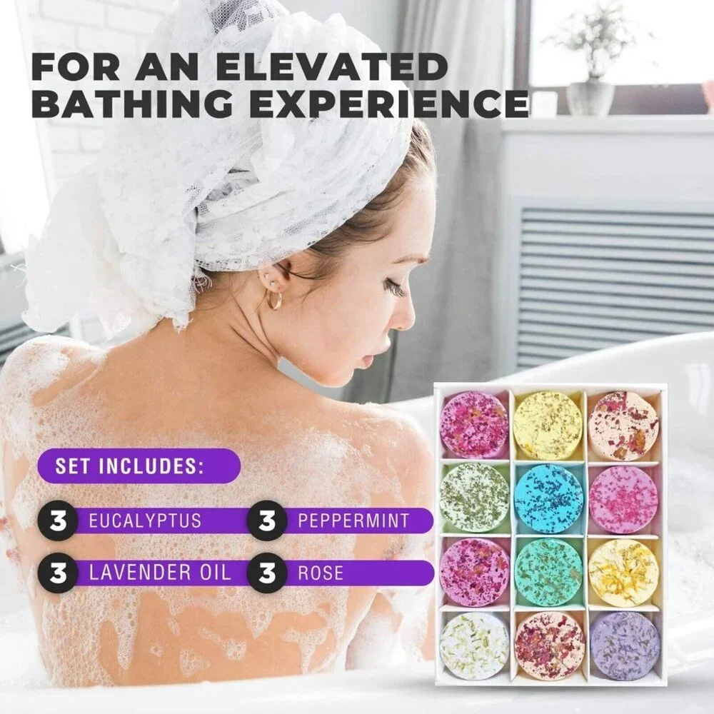 2 Boxes of 12 Fragrance Shower Bombs Shower Steamers Aromatherapy Essential Oils